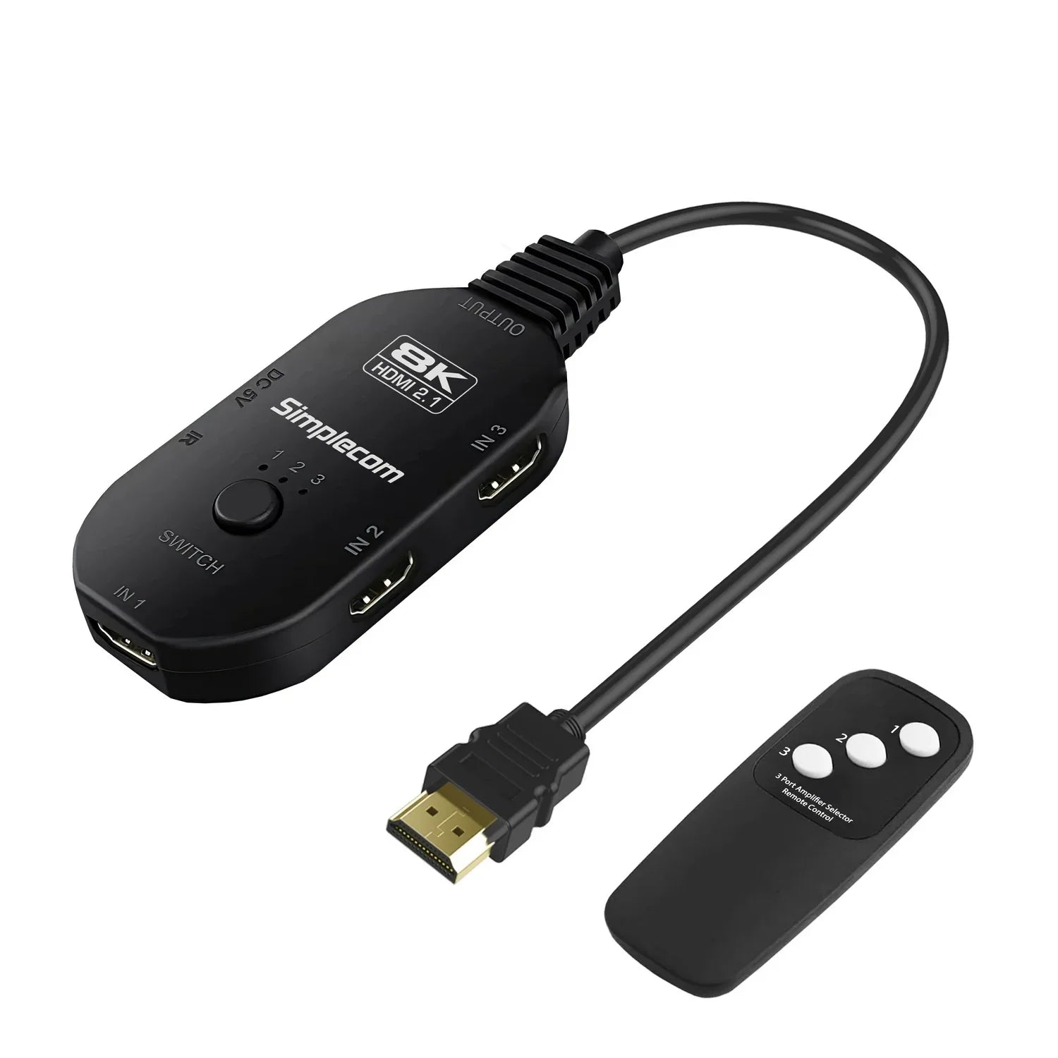 Simplecom CM353 3-Port HDMI 2.1 Switch 3 IN 1 OUT Splitter HDCP 2.3 8K@60Hz - Mekamart Australia
