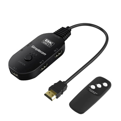 Simplecom CM353 3-Port HDMI 2.1 Switch 3 IN 1 OUT Splitter HDCP 2.3 8K@60Hz - Mekamart Australia