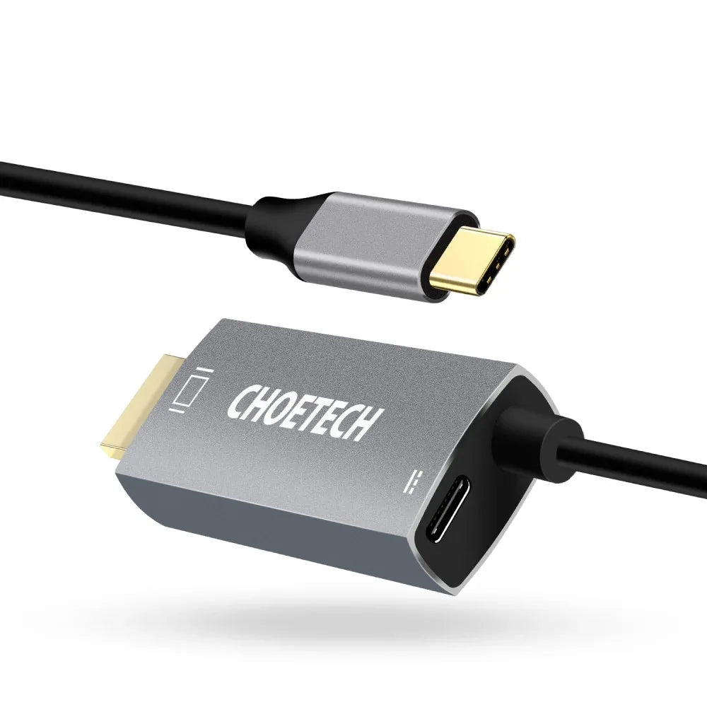 CHOETECH XCH-M180-GY-V2 Unidirectional Adapter USB-C (male) to HDMI 4K 60Hz (male) + PD100W Power Delivery 1.8M - Mekamart Australia