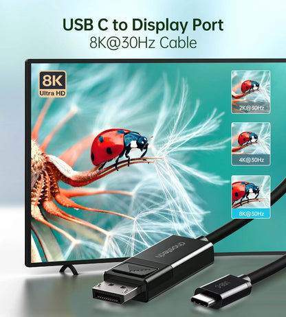 CHOETECH XCP-1803 USB-C To DisplayPort Cable 8K@30Hz 1.8M Two-Way - Mekamart Australia