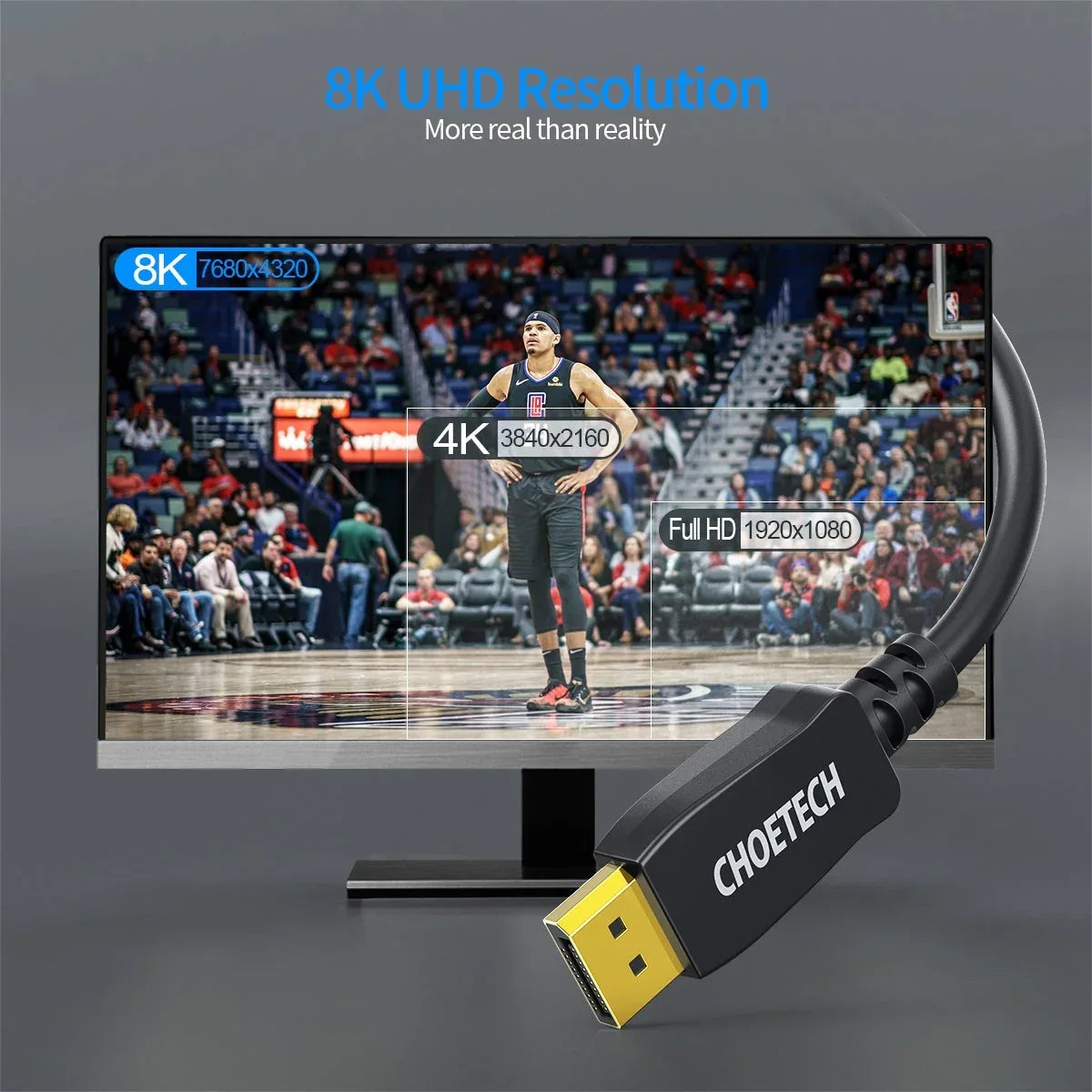 CHOETECH XDD01 DP to DP Cable 2M 8K 60Hz - Mekamart Australia
