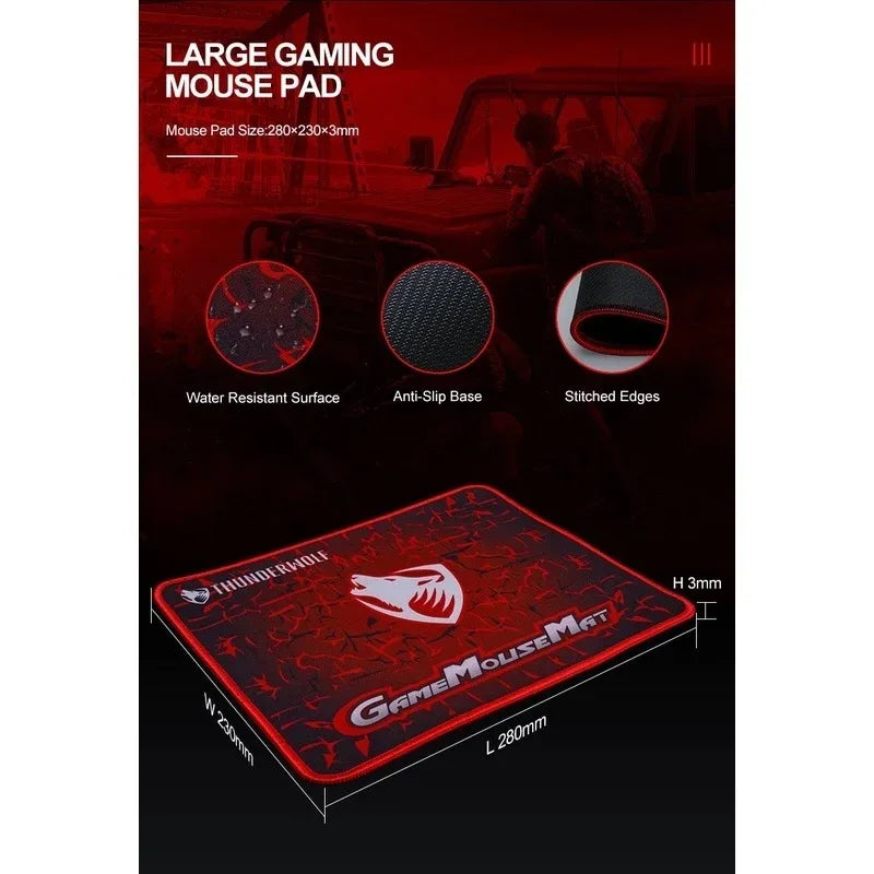 T-Wolf TF400 4-pcs Rainbow Keyboard/Mouse/Headphone/Mouse Pad Kit Set - Mekamart Australia