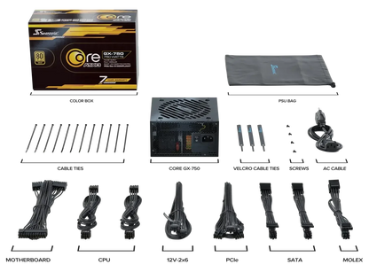 Seasonic Core GX-750 ATX3 80 Plus Gold Full Modular 750W PSU (SRP-CGX751-A5A32SF) - Mekamart Australia