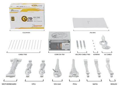 Seasonic CORE GX-750 White ATX 3.1 750W (SRP-CGX751-A5A32SF-WHITE) - Mekamart Australia