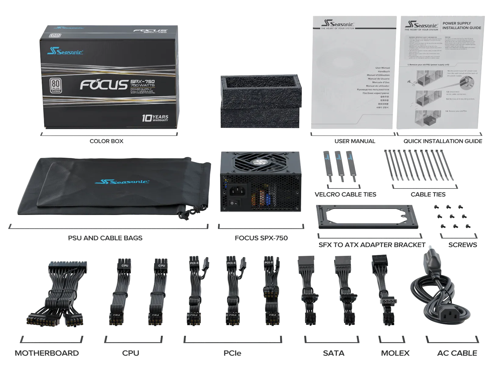 Seasonic FOCUS SPX-750 750W Fully Modular PSU - Mekamart Australia