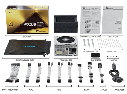 Seasonic FOCUS GX-850 White 850W ATX 3.0 Gold Modular PSU - Mekamart Australia