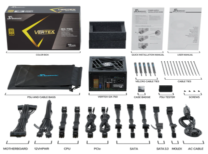 Seasonic VERTEX 750W (GX-750) 80 PLUS Gold Modular PSU ATX 3.0 - Mekamart Australia