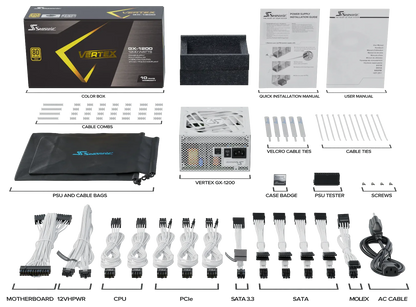 Seasonic VERTEX GX-1200 White 1200W ATX 3.0 Gold Modular PSU - Mekamart Australia