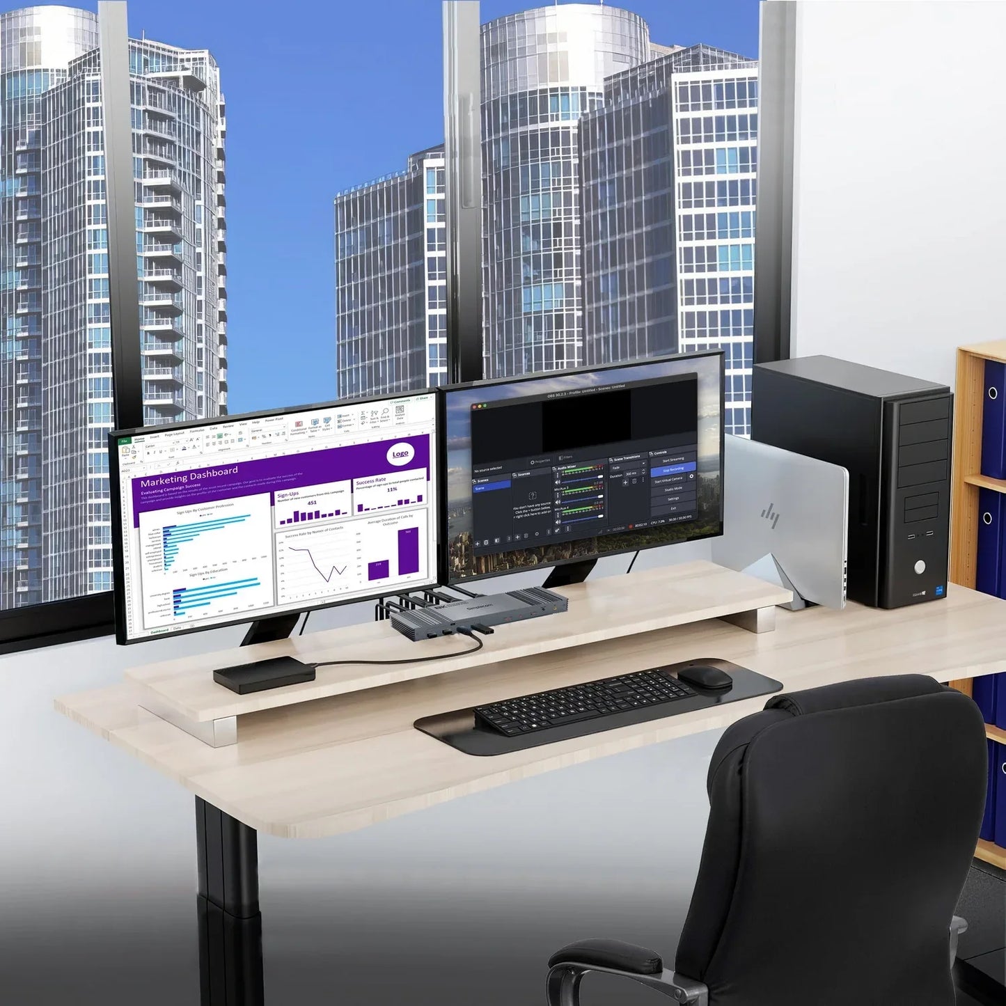 Simplecom KM490 HDMI and DisplayPort Dual Monitor KVM Switch for 2 Computers with 4-Port USB 3.0 Hub 5Gbps 8K@60Hz - Mekamart Australia