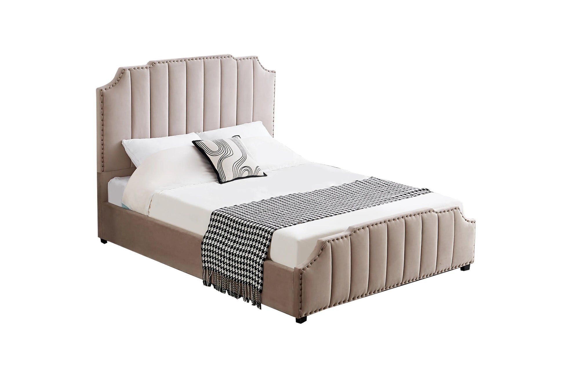 Santosa Champagne Velvet Bed - King - Mekamart Australia