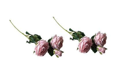 Artificial Rose Stems – Set of 2 Stems – 60cm with 3 Flowers Each - Soft Pink - Mekamart Australia