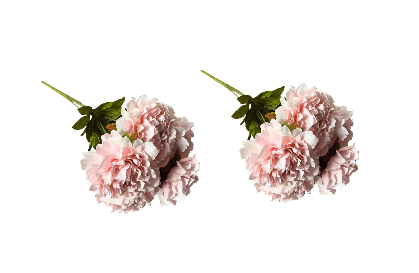 Artificial Bloomed Peony Bunch – Set of 2 Bunches – 45cm with 5 Flowers Each - Soft Pink - Mekamart Australia