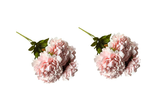 Artificial Bloomed Peony Bunch – Set of 2 Bunches – 45cm with 5 Flowers Each - Soft Pink - Mekamart Australia