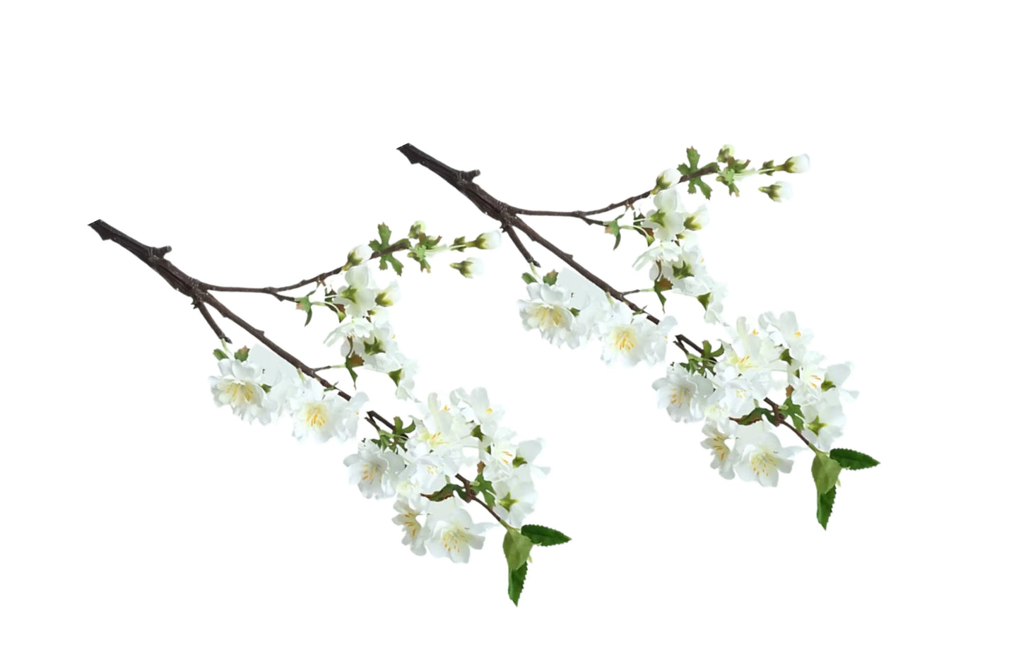 Artificial Single Stem Cherry Blossom 49cm -White - Set of 2 Bunch - Mekamart Australia