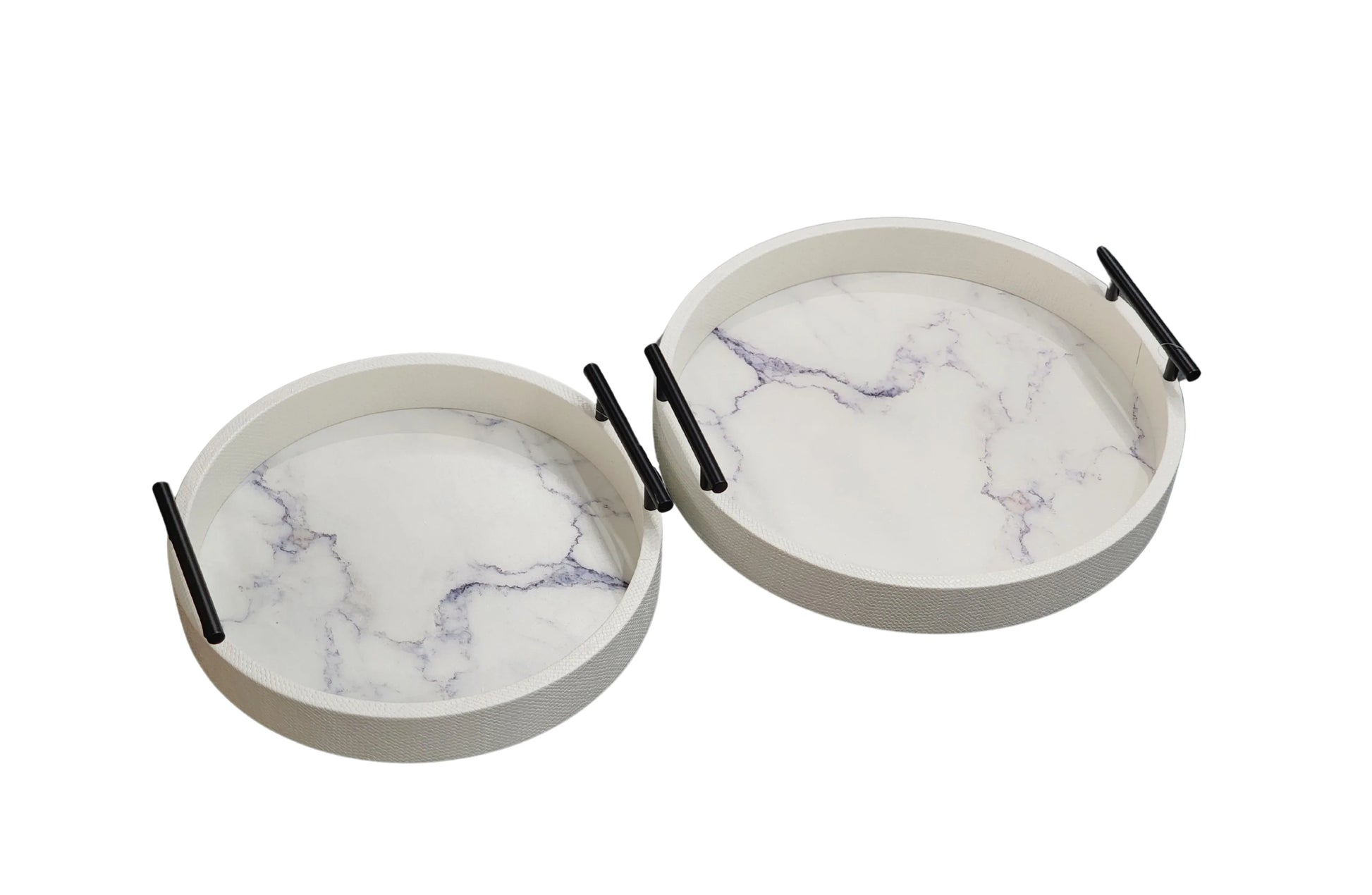 Maison Round Tray - Set of 2 - White - Mekamart Australia