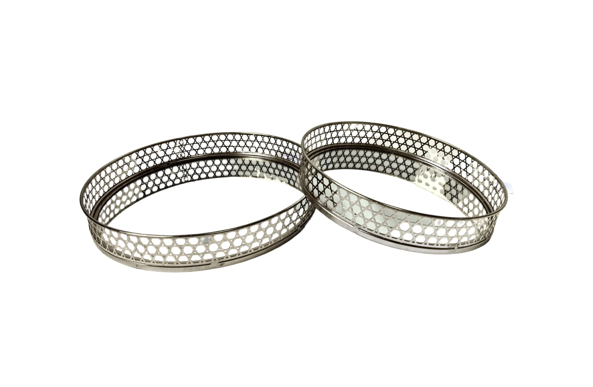 Nina Tray - Round - Set of 2 - Silver - Mekamart Australia