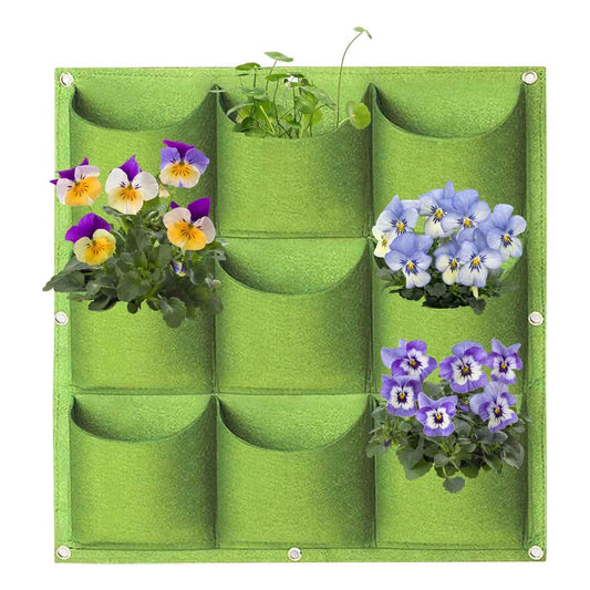 9 Pockets Wall Hanging Planter Planting Grow Bag Vertical Garden Vegetable Flower Green - Mekamart Australia