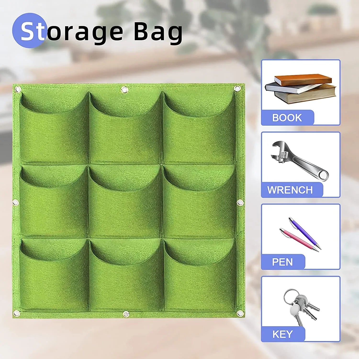 9 Pockets Wall Hanging Planter Planting Grow Bag Vertical Garden Vegetable Flower Green - Mekamart Australia