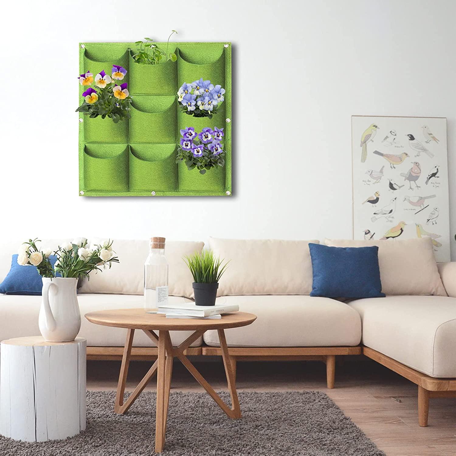 9 Pockets Wall Hanging Planter Planting Grow Bag Vertical Garden Vegetable Flower Green - Mekamart Australia