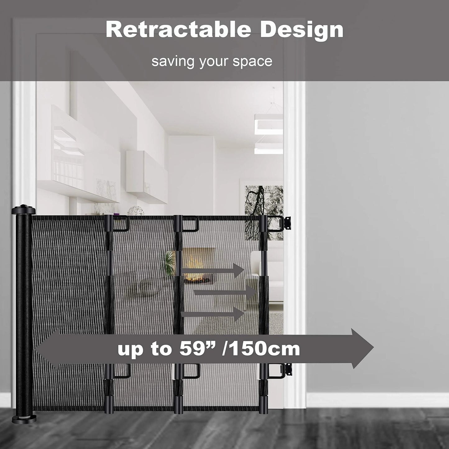 Retractable 1.5M Doorways Hallways Stairs Baby Gate Dog Pet Gate Indoor Outdoor Safety Gates - Mekamart Australia