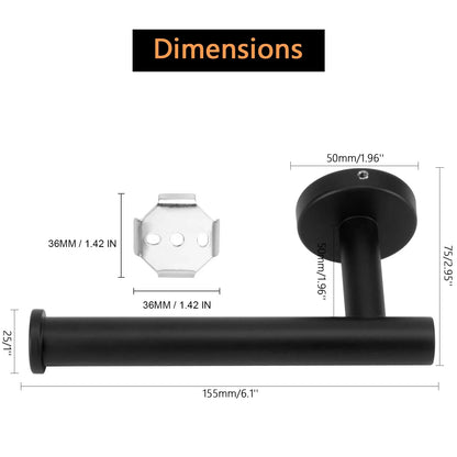 Toilet Paper Holder Black Wall Mount Bathroom Paper Roll Holder Roll Holder 304 - Mekamart Australia