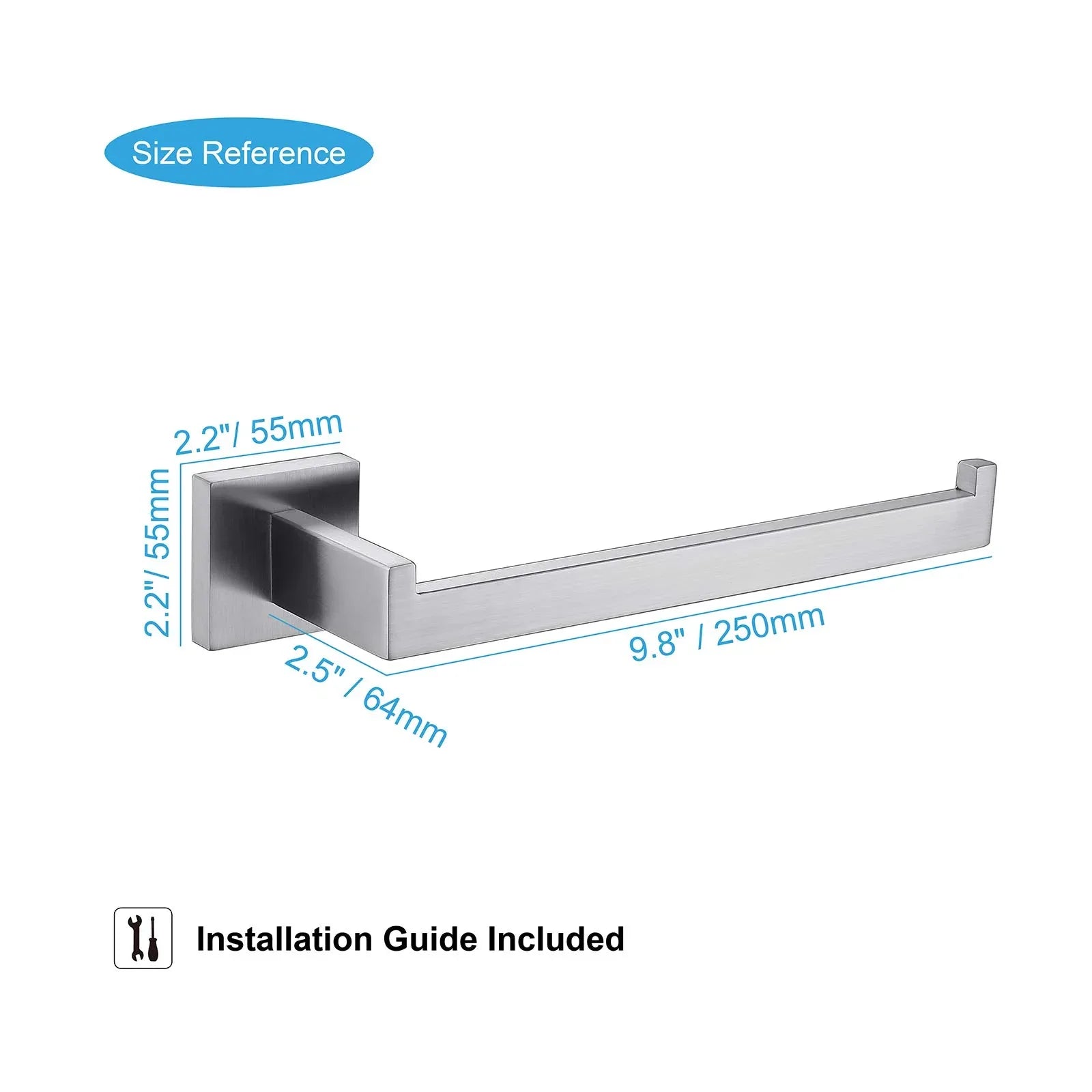 Square Hand Towel Holder Ring Wall Mounted Modern Towel Bar Bathroom Kitchen - Mekamart Australia