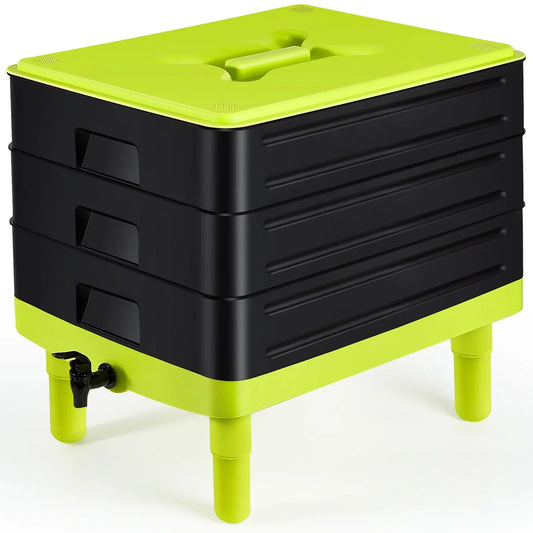 60L Large Worm Farm 3 Trays Worm Composter Bins Composting System Worm Tea - Mekamart Australia
