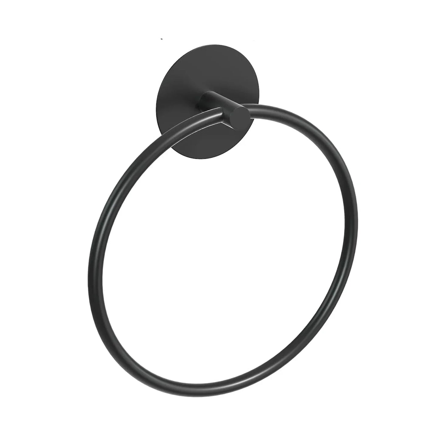 Bathroom Towel Ring Bathroom Towel Rack Adhesive Hand Towels Holder Towel Hanger Round Black - Mekamart Australia