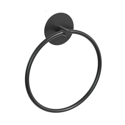 Bathroom Towel Ring Bathroom Towel Rack Adhesive Hand Towels Holder Towel Hanger Round Black - Mekamart Australia
