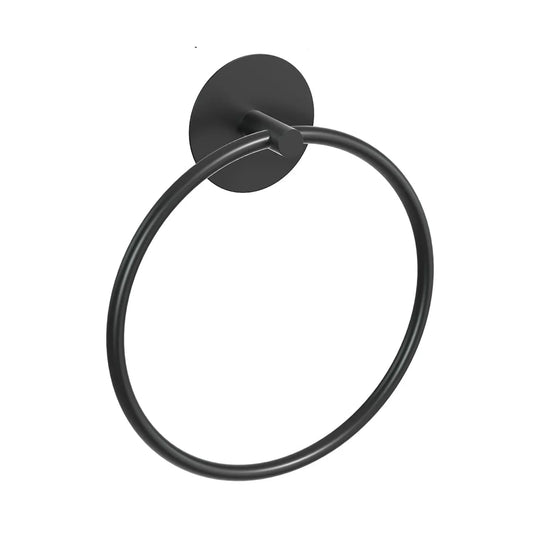 Bathroom Towel Ring Bathroom Towel Rack Adhesive Hand Towels Holder Towel Hanger Round Black - Mekamart Australia