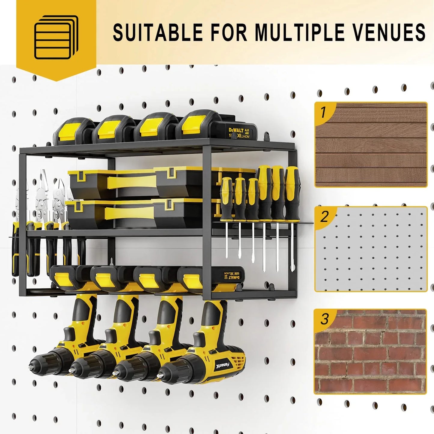 40cm Power Tool Organizer 4 Layers Garage Tool Storage Rack Workshop Tool Shelf Drill Pliers Hammer Rack - Mekamart Australia