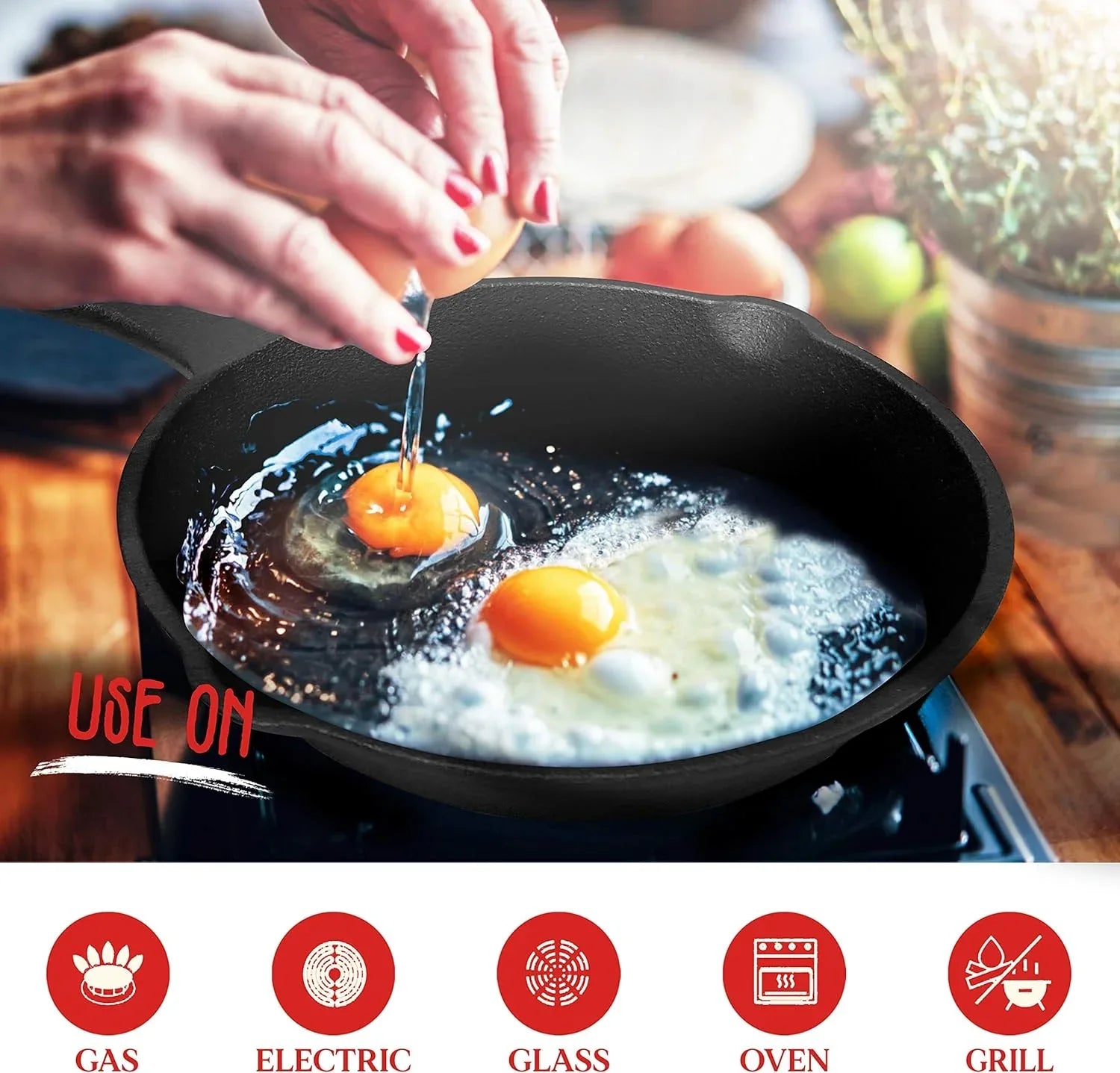 6inch 16cm Cast Iron Skillet Cookware Chef Quality Pre-Seasoned Pan Pans - Mekamart Australia