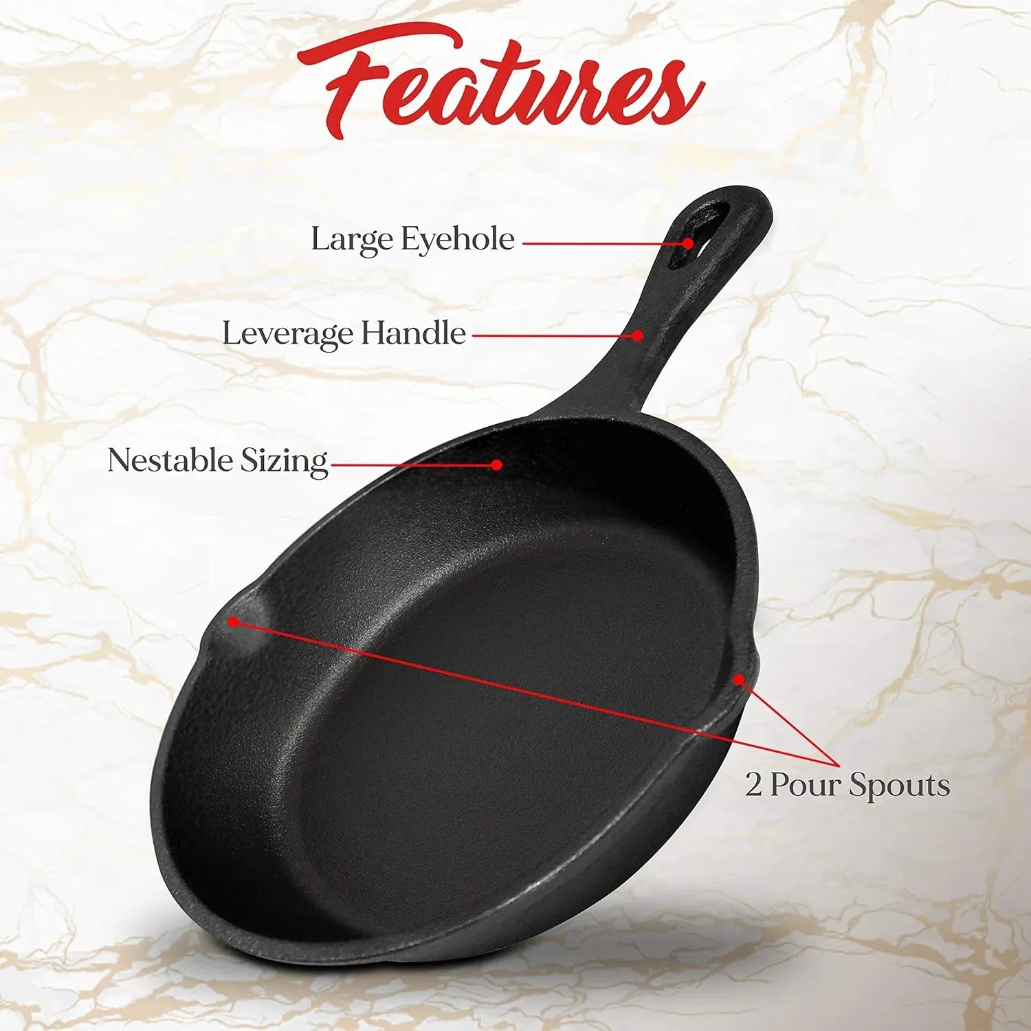8inch 21cm Cast Iron Skillet Cookware Chef Quality Pre-Seasoned Pan Pans - Mekamart Australia