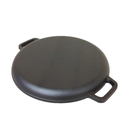 13.5" 35cm Pre-Seasoned Cast Iron Pizza Baking Pan Cooking Griddle Stove Oven Grill Campfire - Mekamart Australia