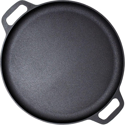 13.5" 35cm Pre-Seasoned Cast Iron Pizza Baking Pan Cooking Griddle Stove Oven Grill Campfire - Mekamart Australia