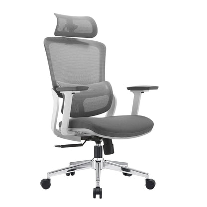 Elena High Back Fabric Seat Ergonomic Office Chair In Grey - Mekamart Australia