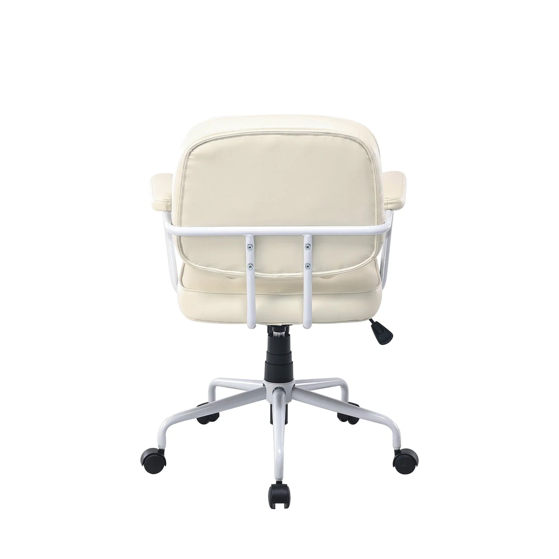 Louise White Frame Faux Leather Home Office Chair in Beige - Mekamart Australia