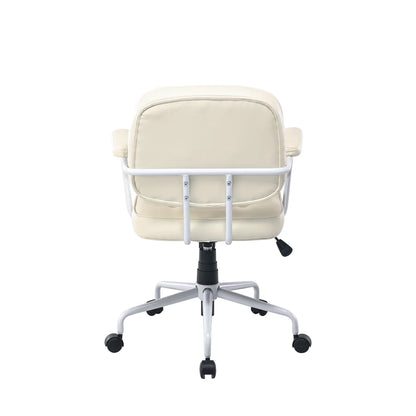 Louise White Frame Faux Leather Home Office Chair in Beige - Mekamart Australia