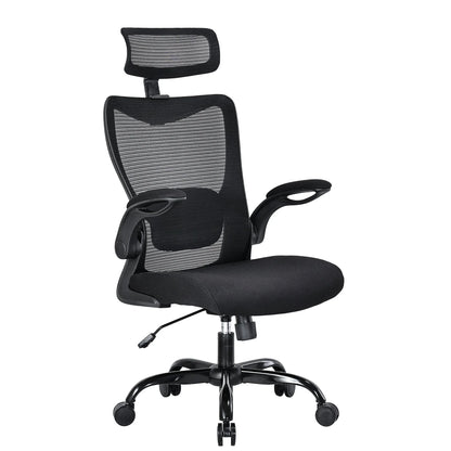 MONA Ergonomic High Back Flipped Armrest Task Chair In Black - Mekamart Australia
