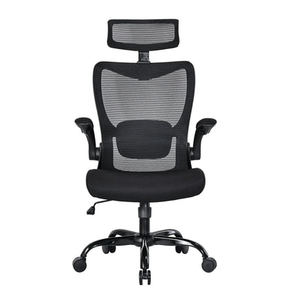 MONA Ergonomic High Back Flipped Armrest Task Chair In Black - Mekamart Australia