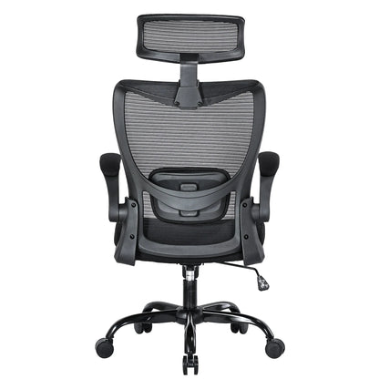 MONA Ergonomic High Back Flipped Armrest Task Chair In Black - Mekamart Australia