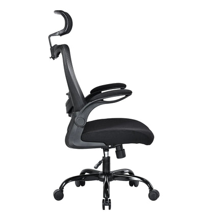 MONA Ergonomic High Back Flipped Armrest Task Chair In Black - Mekamart Australia