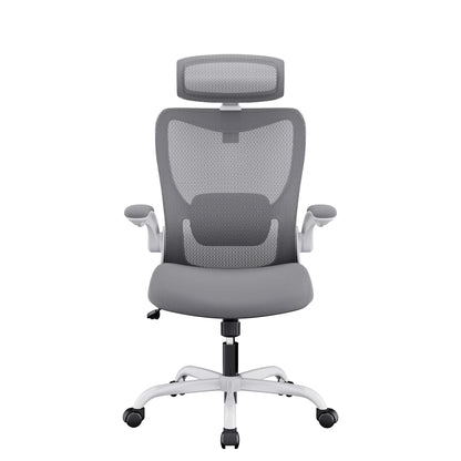 MONA Ergonomic High Back Flipped Armrest Task Chair In Grey - Mekamart Australia