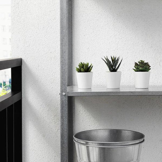 3 Pack of Artificial Succulent Potted Plants in White Plastic 6cm Pot Interior Decoration - Mekamart Australia
