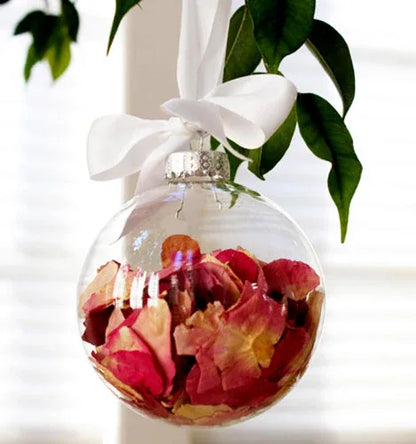 24 Bulk Buy Pack of Glass Bauble 10cm Diameter Round Clear with Silver Cap - table or tree centrepice personal memory theme craft gift - Mekamart Australia