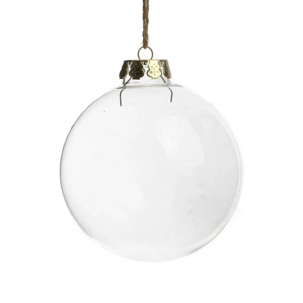 24 Bulk Buy Pack of Glass Bauble 6cm Diameter Round Clear with Silver Cap - table or tree centrepice personal memory theme craft gift - Mekamart Australia