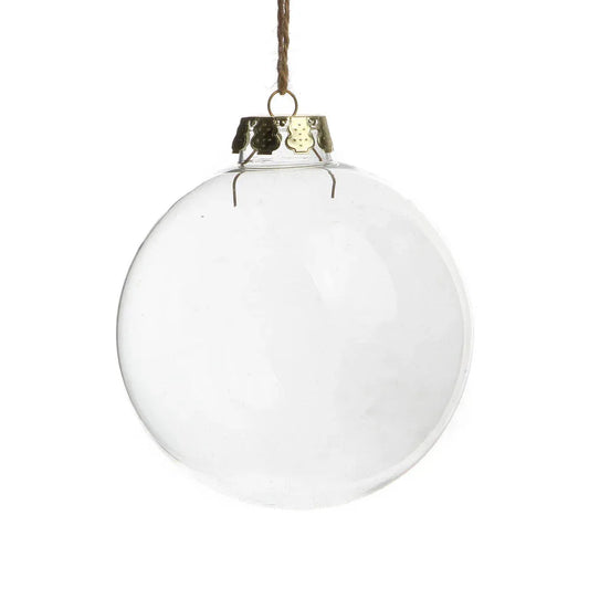 24 Bulk Buy Pack of Glass Bauble 6cm Diameter Round Clear with Silver Cap - table or tree centrepice personal memory theme craft gift - Mekamart Australia