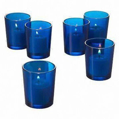 10 Pack Blue Glass Votive Tealight Candle Holders House Party Centerpiece Xmas Wedding Decor Glass Candlestick Party Decorations Bridal Baby Shower Event - Mekamart Australia
