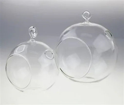 24 Bulk Buy of Hanging Clear Glass Ball Tealight Candle Holder - 8cm Diameter / High - Wedding Globe Decoration Terrarium Succulent Plant Mini Garden Holder Decor Craft Gift - Mekamart Australia
