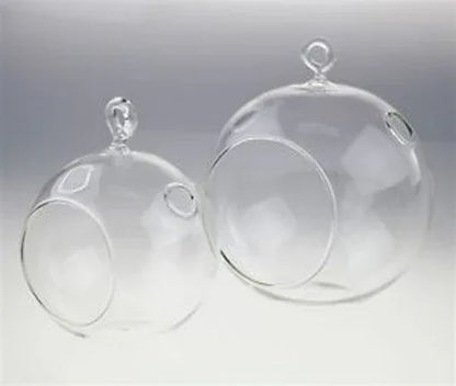 24 Bulk Buy of Hanging Clear Glass Ball Tealight Candle Holder - 8cm Diameter / High - Wedding Globe Decoration Terrarium Succulent Plant Mini Garden Holder Decor Craft Gift - Mekamart Australia
